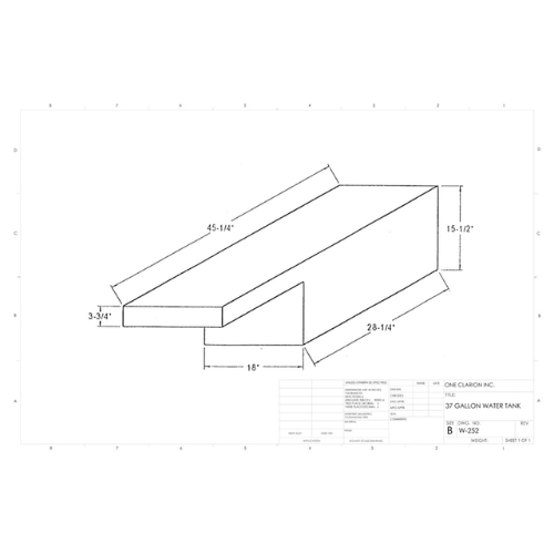 37 Gallon Custom Roto-Mold RV Water Tank (MPN: W-252)