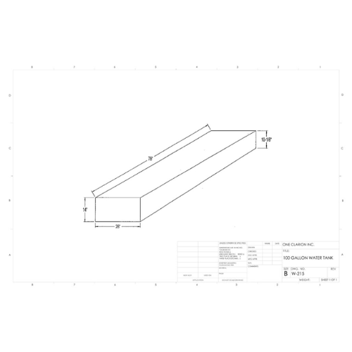 100 Gallon Custom Roto-Mold Marine Water Tank (MPN: MW-215)