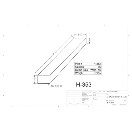 66 Gallon Custom Roto-Mold RV Holding Tank (MPN: H-353 [OR)