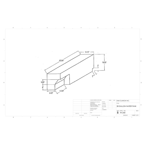 38 Gallon Custom Roto-Mold Marine Water Tank (MPN: MW-240)