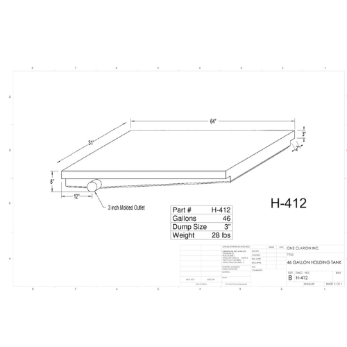 46 Gallon Custom Roto-Mold RV Holding Tank (MPN: H-412 [OR])