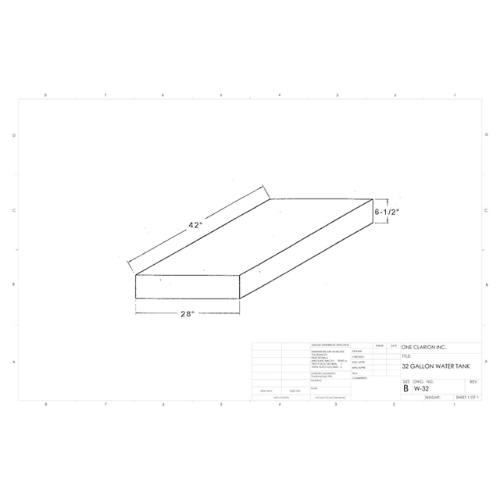 32 Gallon Custom Roto-Mold RV Water Tank (MPN: W-32)