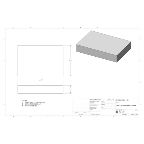 130 Gallon Custom Roto-Mold Marine Water Tank (MPN: MW-450)