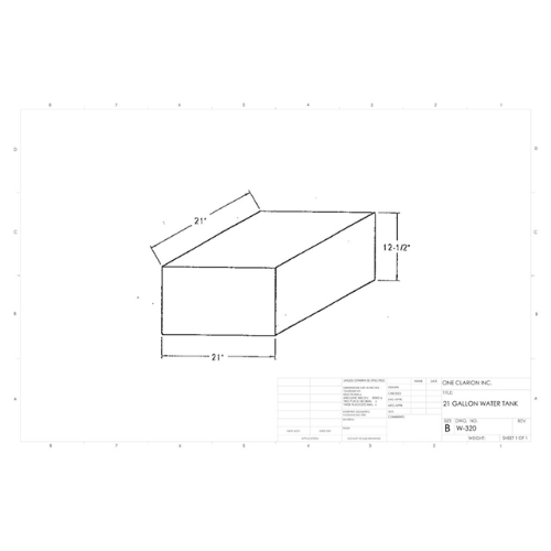 21 Gallon Custom Roto-Mold Marine Water Tank (MPN: MW-320)