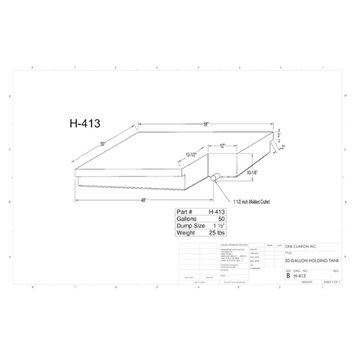 50 Gallon Custom Roto-Mold RV Holding Tank (MPN: H-413)