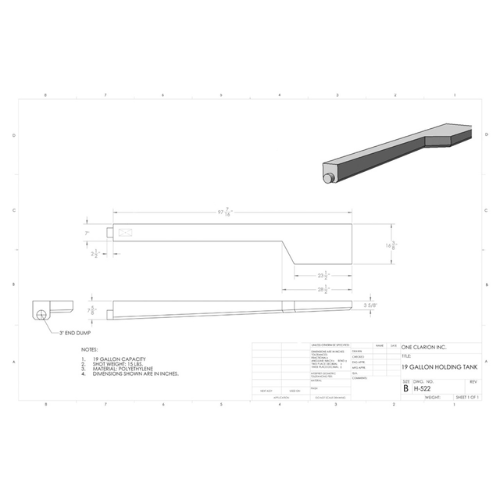 19 Gallon Custom Roto-Mold RV Holding Tank (MPN: H-522)