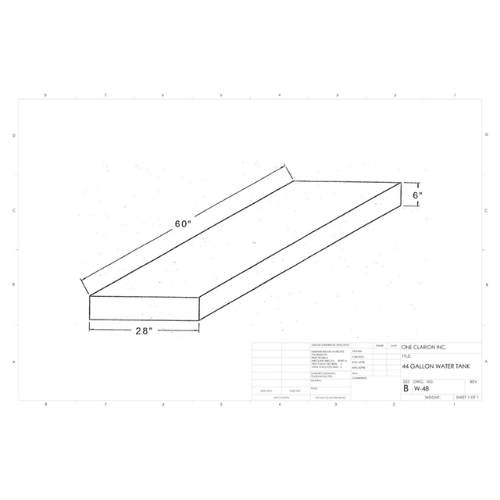 44 Gallon Custom Roto-Mold RV Water Tank (MPN: W-48)
