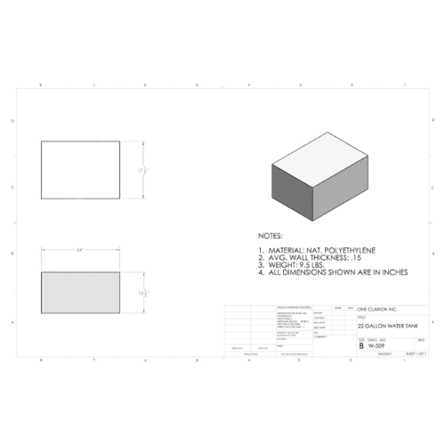 22 Gallon Custom Roto-Mold RV Water Tank (MPN: W-509)