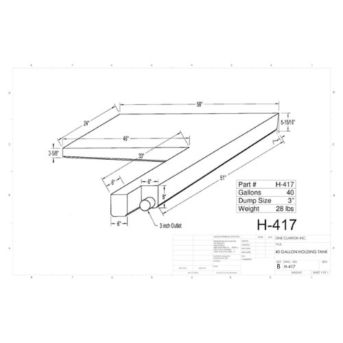 40 Gallon Custom Roto-Mold RV Holding Tank (MPN: H-417)