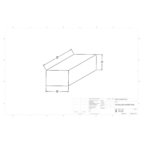 15 Gallon Custom Roto-Mold Marine Water Tank (MPN: MW-327)