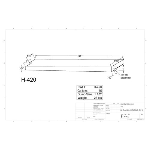 35 Gallon Custom Roto-Mold RV Holding Tank (MPN: H-420)