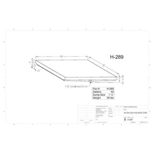 40 Gallon Custom Roto-Mold RV Holding Tank (MPN: H-289 [OR])