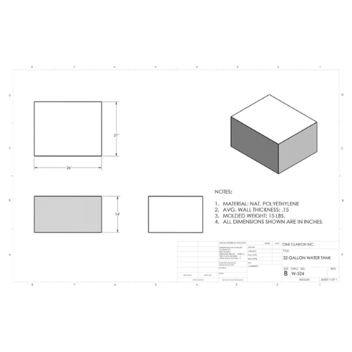 32 Gallon Custom Roto-Mold RV Water Tank (MPN: W-524)