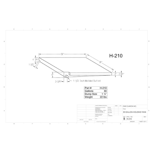 30 Gallon Custom Roto-Mold RV Holding Tank (MPN: H-210)