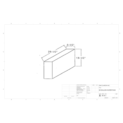 22 Gallon Custom Roto-Mold RV Water Tank (MPN: W-411)