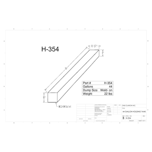 44 Gallon Custom Roto-Mold RV Holding Tank (MPN: H-354 [OR])