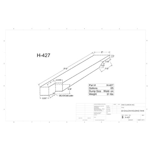 65 Gallon Custom Roto-Mold RV Holding Tank (MPN: H-427 [OR])