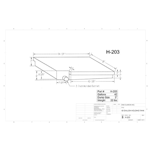 42 Gallon Custom Roto-Mold RV Holding Tank (MPN: H-203)