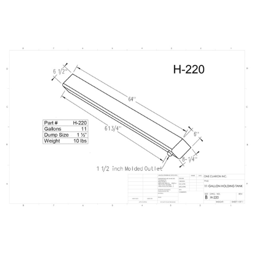 11 Gallon Custom Roto-Mold RV Holding Tank (MPN: H-220)
