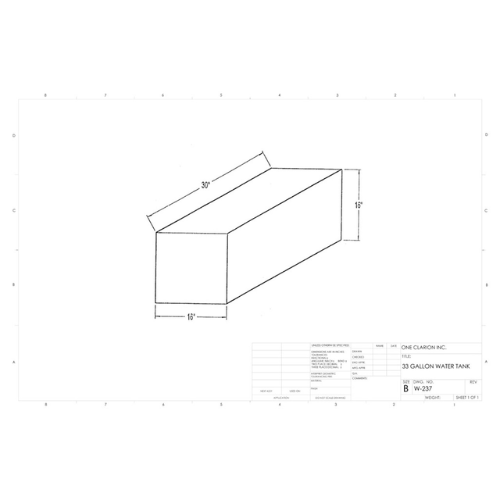 33 Gallon Custom Roto-Mold Marine Water Tank (MPN: MW-237)
