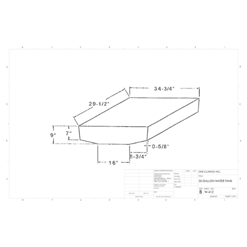 35 Gallon Custom Roto-Mold RV Water Tank (MPN: W-412)