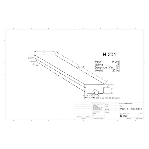 27 Gallon Custom Roto-Mold RV Holding Tank (MPN: H-204)
