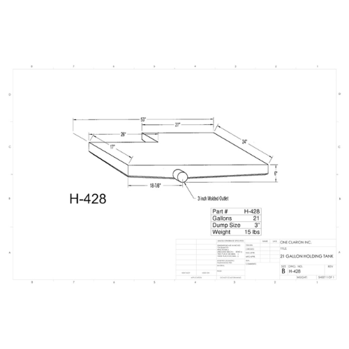 21 Gallon Custom Roto-Mold RV Holding Tank (MPN: H-428)
