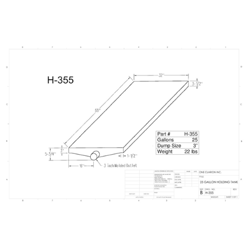 25 Gallon Custom Roto-Mold RV Holding Tank (MPN: H-355 [OR])