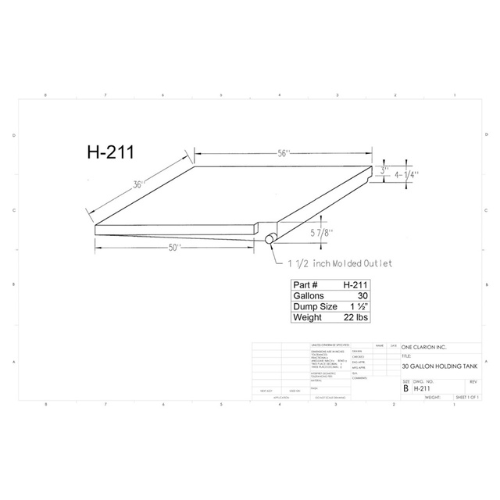 30 Gallon Custom Roto-Mold RV Holding Tank (MPN: H-211)
