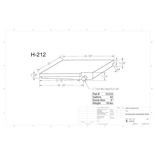 34 Gallon Custom Roto-Mold RV Holding Tank (MPN: H-212)