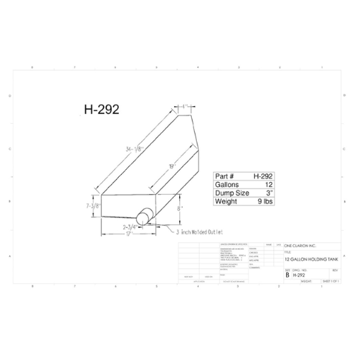 12 Gallon Custom Roto-Mold RV Holding Tank (MPN: H-292)