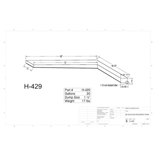 20 Gallon Custom Roto-Mold RV Holding Tank (MPN: H-429)