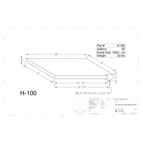 25 Gallon Custom Roto-Mold RV Holding Tank (MPN: H-100)