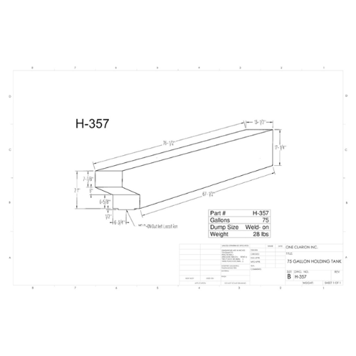 75 Gallon Custom Roto-Mold RV Holding Tank (MPN: H-357 [OR])