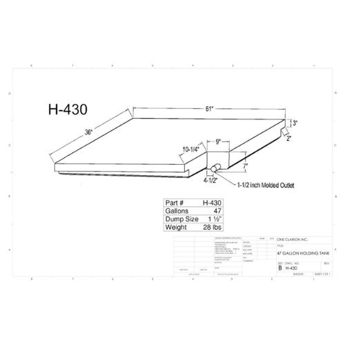47 Gallon Custom Roto-Mold RV Holding Tank (MPN: H-430)