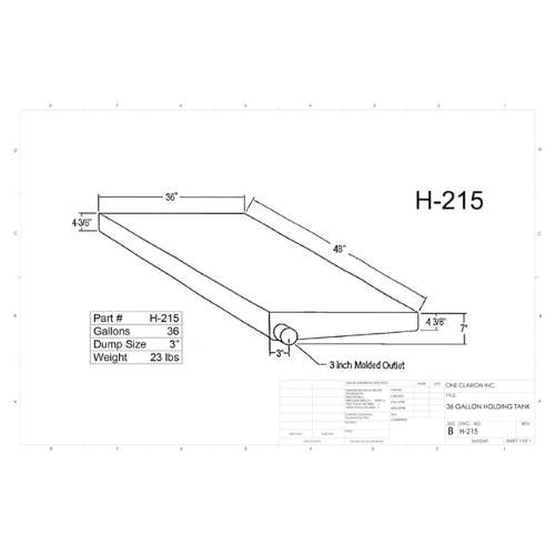 36 Gallon Custom Roto-Mold RV Holding Tank (MPN: H-215)