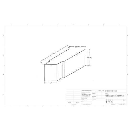 100 Gallon Custom Roto-Mold RV Water Tank (MPN: W-107)