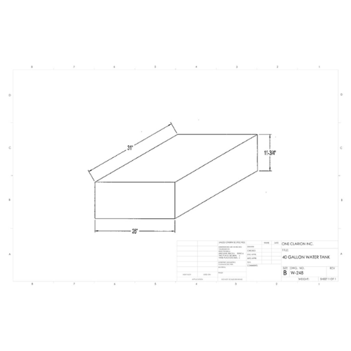 40 Gallon Custom Roto-Mold Marine Water Tank (MPN: MW-248)