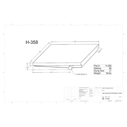 38 Gallon Custom Roto-Mold RV Holding Tank (MPN: H-358 [OR])