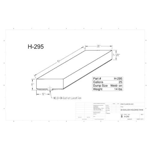 25 Gallon Custom Roto-Mold RV Holding Tank (MPN: H-295)