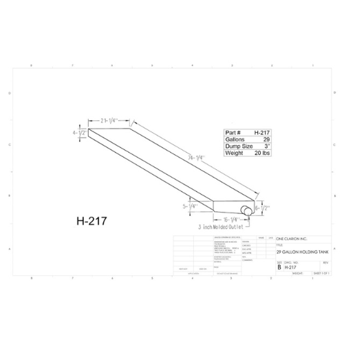 29 Gallon Custom Roto-Mold RV Holding Tank (MPN: H-217)