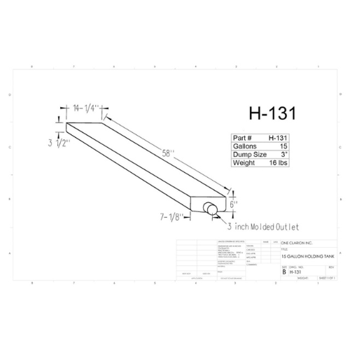 15 Gallon Custom Roto-Mold RV Holding Tank (MPN: H-131)